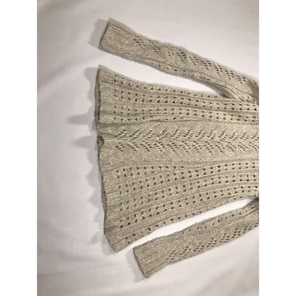 Anthropologie Sleeping on Snow Sweater Womens Small Cream Linen Wool Open Knit - Picture 2 of 10